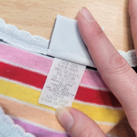 Picket and Post Colorful Striped Short Sleeve Top | Size: Medium - Picture 13 of 13